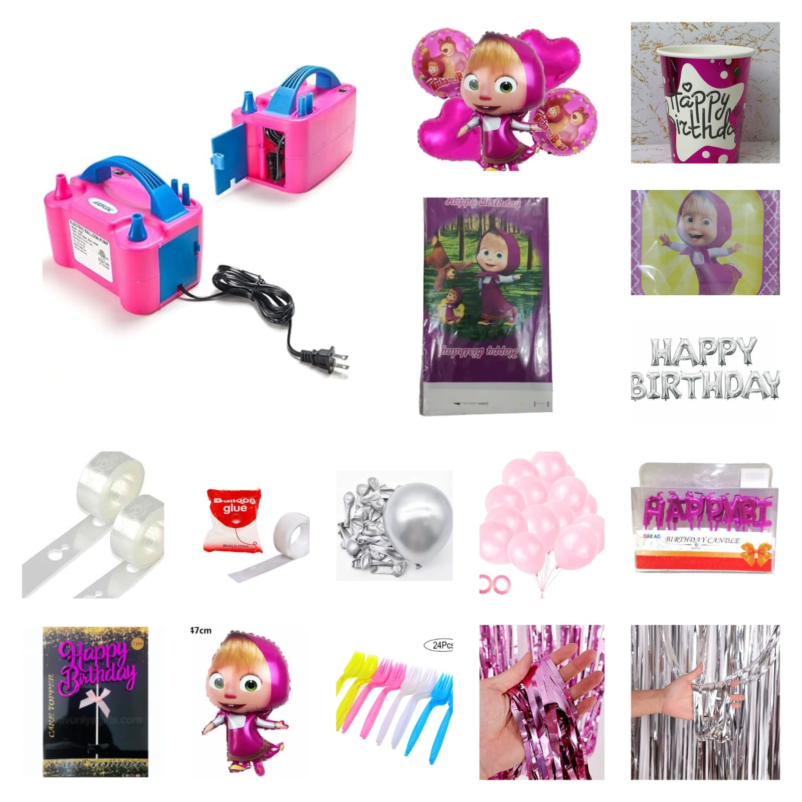 The Masha and the Bear decor set consists of 159 pieces made from imported materials.