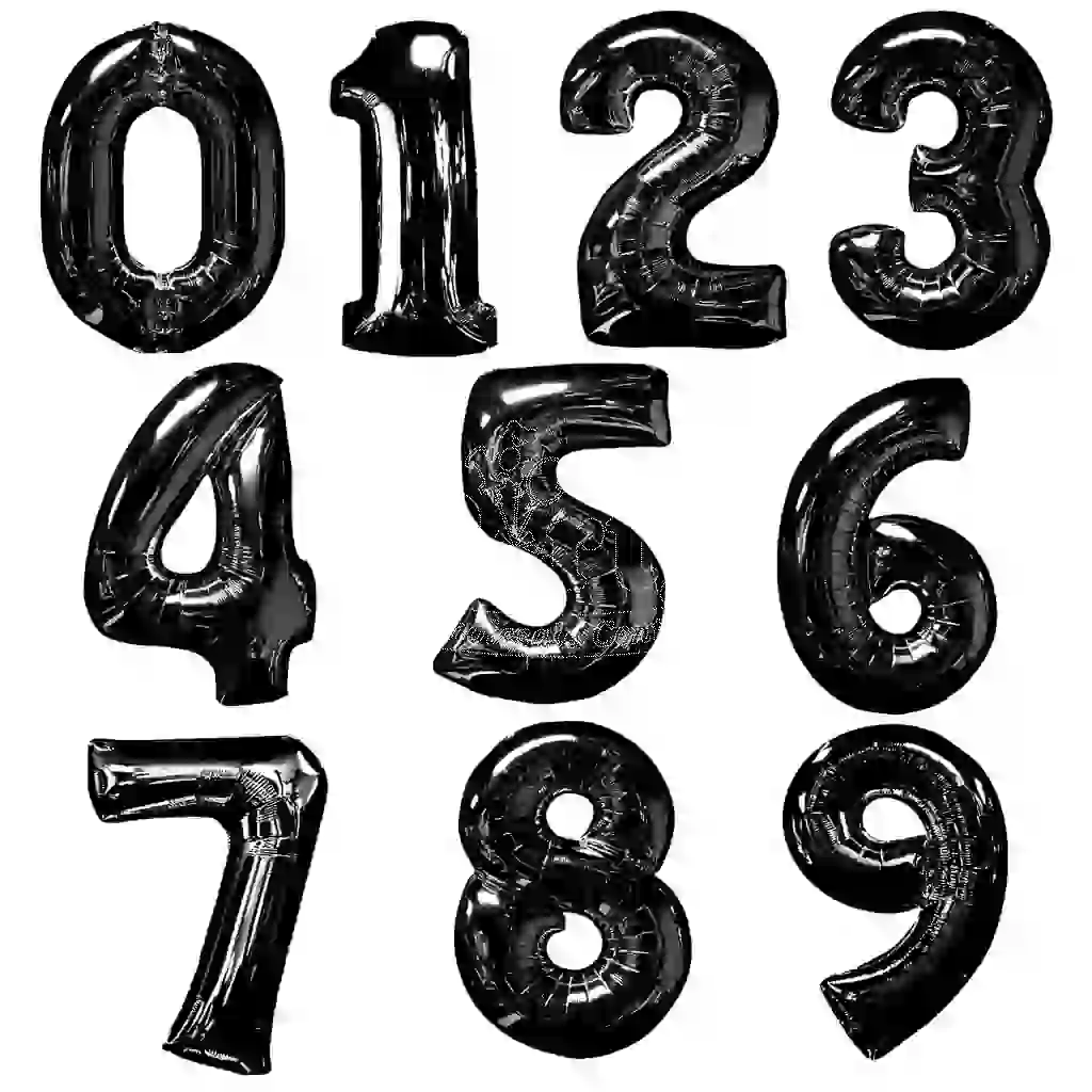 بالونات هيليوم فويل ارقام من 0 الى 9 عيد ميلاد اسود 32 انش - شراء السعادة