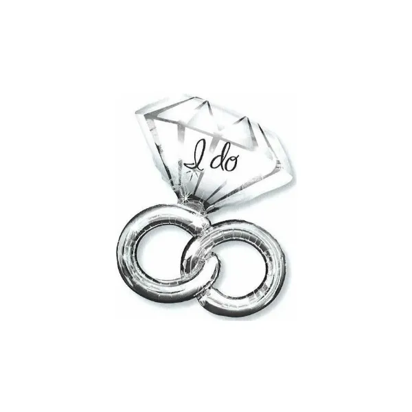 بالونة هيليوم خاتم مزدوج لون فضي دبلة خطوبة مع جوهرة