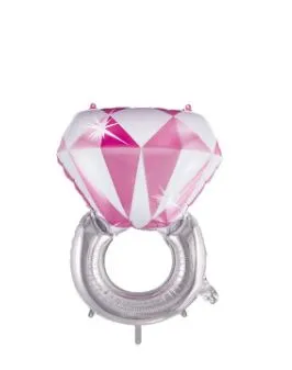 Helium Balloon in the Shape of a Wedding Ring & Engagement Ring - Rose Gold & Silver