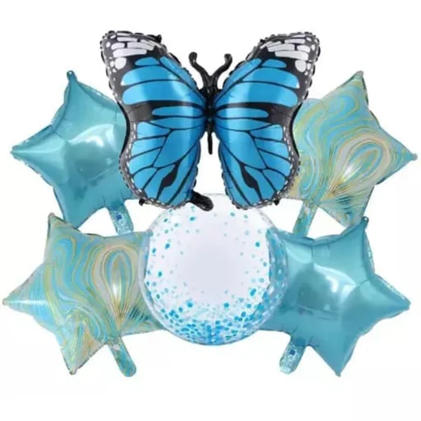 مجموعة بالونات فراشة ونجمة 6 قطع لبني