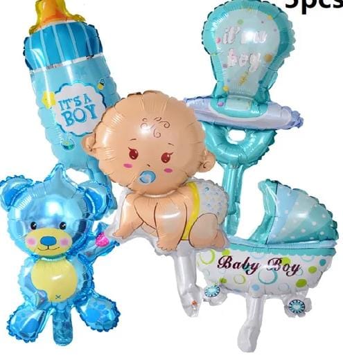 مجموعة بالونات شكل بيي لحفلة سبوع ولد لون لبني عباره عن 5 قطع مشتبكه مشتبكه خامه ه