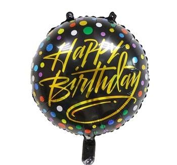 بالون فويل هيليوم لون اسود منقط بعبارة عيد ميلاد سعيد