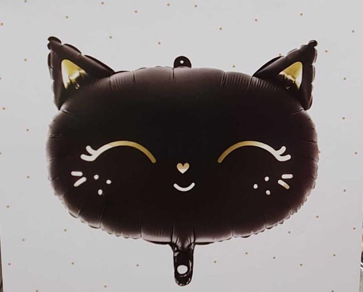 بالونة مجسمه وش شكل قطه لون اسود خامة فويل