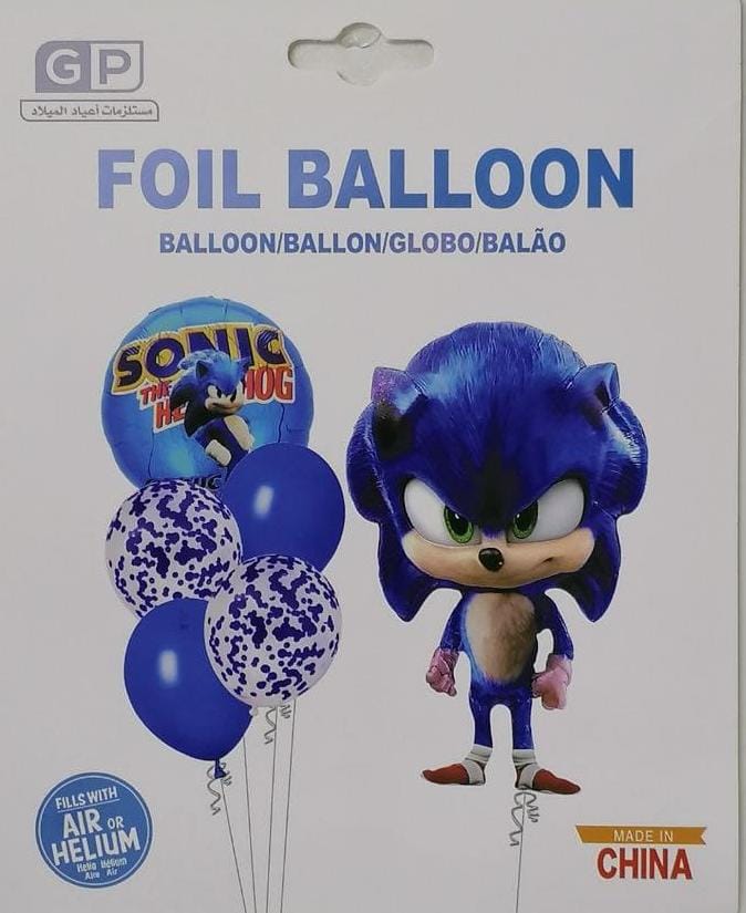 مجموعة بالونات شكل سونيك 6 قطع