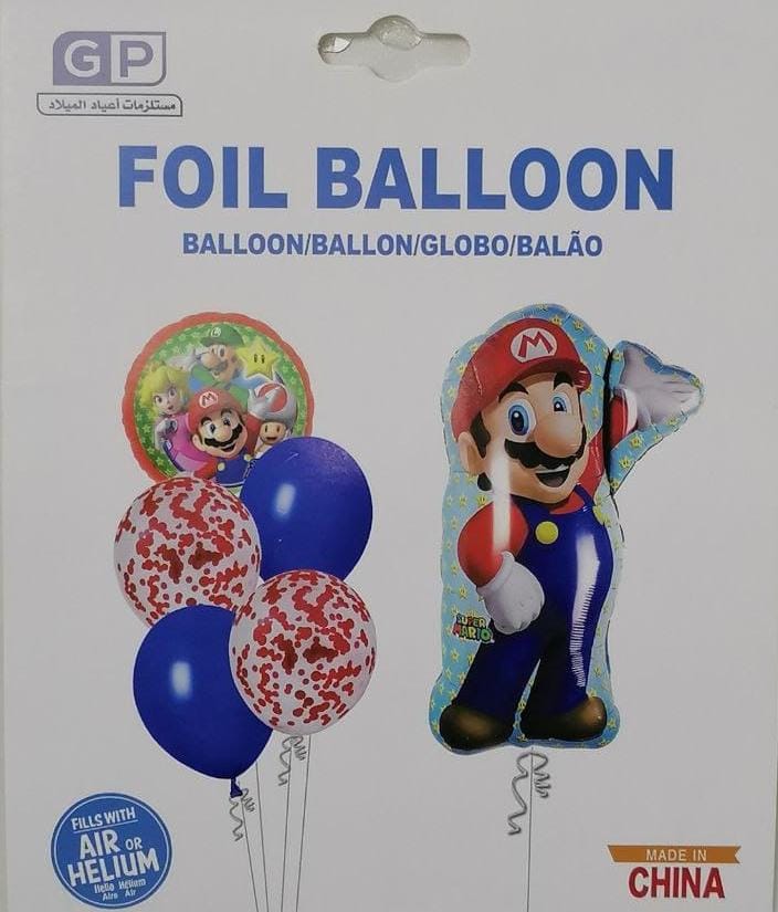 مجموعة بالونات شكل سوبر ماريو 6 قطع