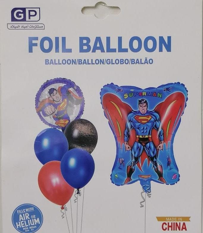 مجموعة بالونات شكل سوبرمان 6 قطع