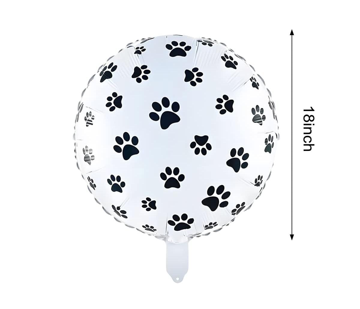 بالونه دائرية منقطه شكل قدم كلب ابيض في اسود خامة ه