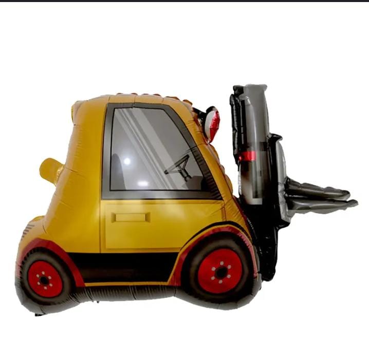 يالونه هليوم  شكل شاحنه رافعه شوكيه لون اصفر في اسود خامه فويل مستورد