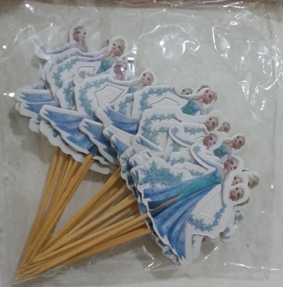 توبر تورته شكل فروزن السا وانا لون ازرق بحامل خشب اشكال واللوان عبار عن 24 قطعة