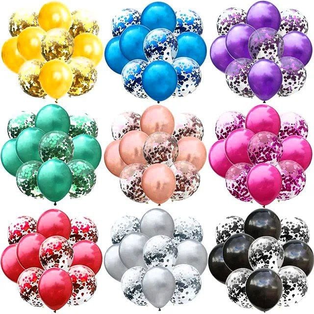 بالونات ملونه باكت 10 قطع 5 مطاط و 5 شاف برونزي