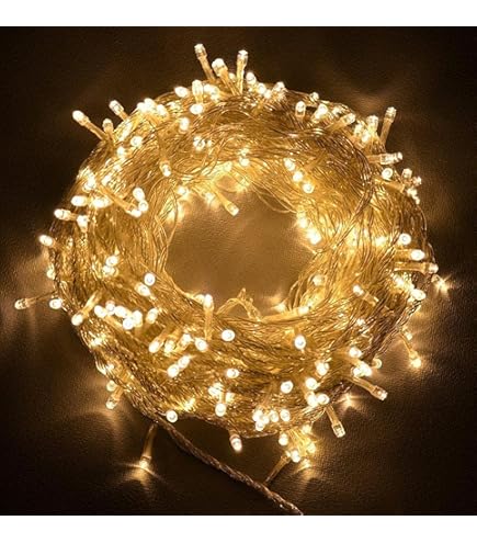 حبل نور فرع نور رمضان سلك لون ابيض بضوء لون اصفر مزود بمكنه تغير الاضاءه