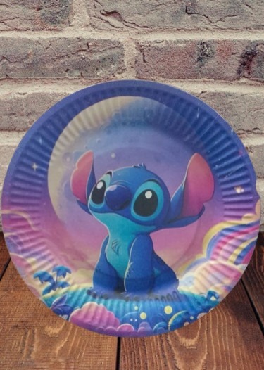 Stitch-Themed Blue Round Dessert Plates – Pack of 10