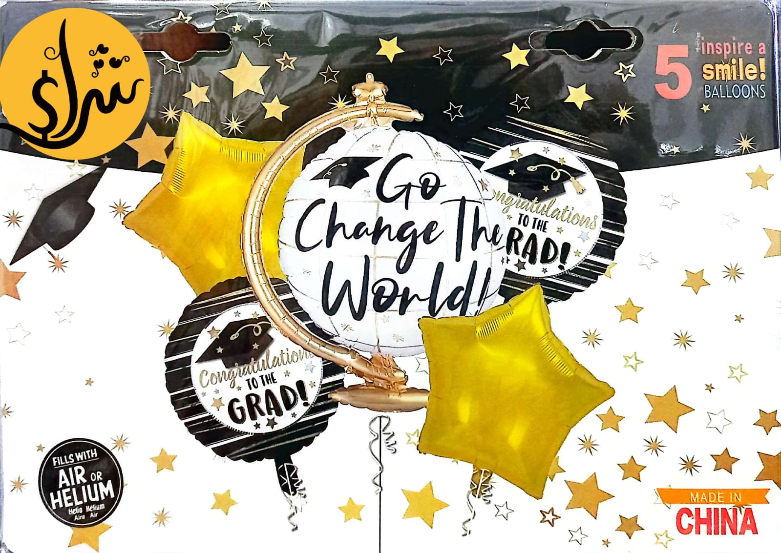 مجموعة بالونات تخرج فويل هيليوم مجسم الكرة الارضية 5 قطع