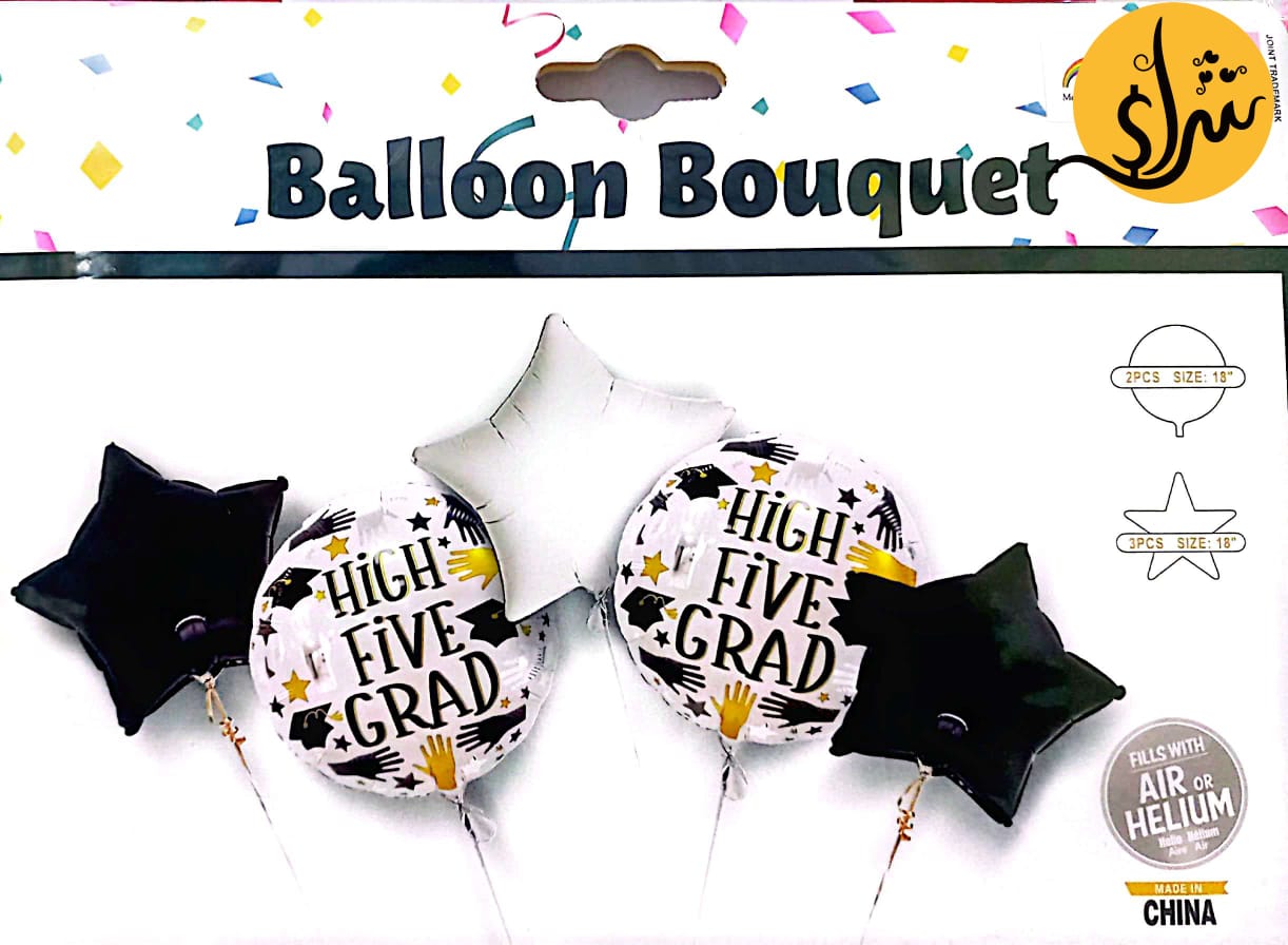 Helium foil balloon set congratulations to graduates 5 pieces