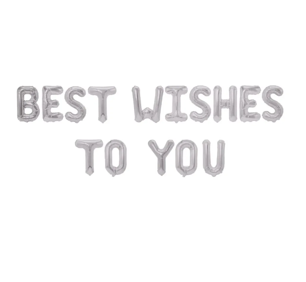 بانر بالونات فويل هيليوم  لون فضي بعبارة أطيب التمنيات لك