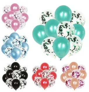 بالونات ميتالك اللوان متعدده  10 بالونات 5ساده و 5 بالونات شفافه ترتر