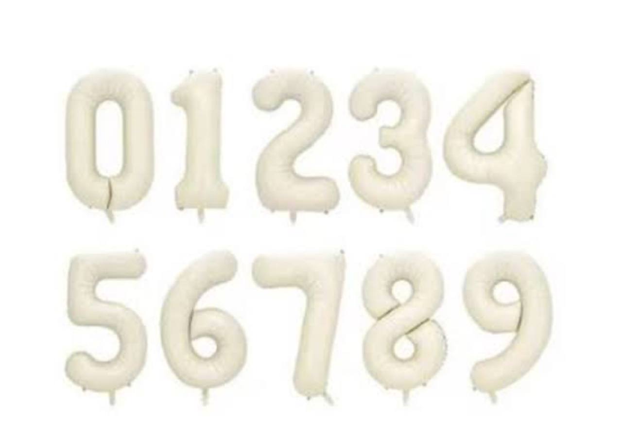 Helium foil number balloons from 1 to 9, birthday, beige, 32 inches