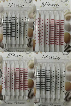 شمع كيك منقط ومخطط