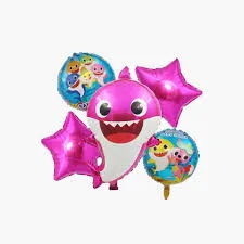 مجموعة بالونات بيبي شارك بينك للبنات