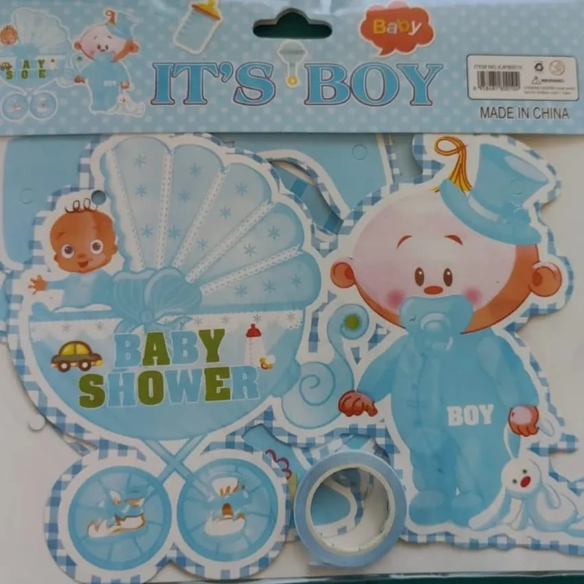 بانر سبوع ولد بعبارة بيبي شاور شكل طفل