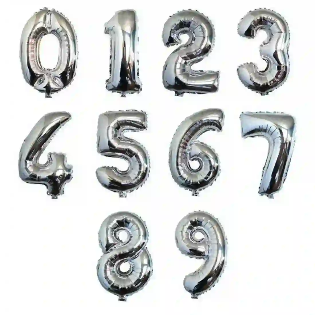 Silver Foil Helium Number Balloons from 0 to 9 32 Inches