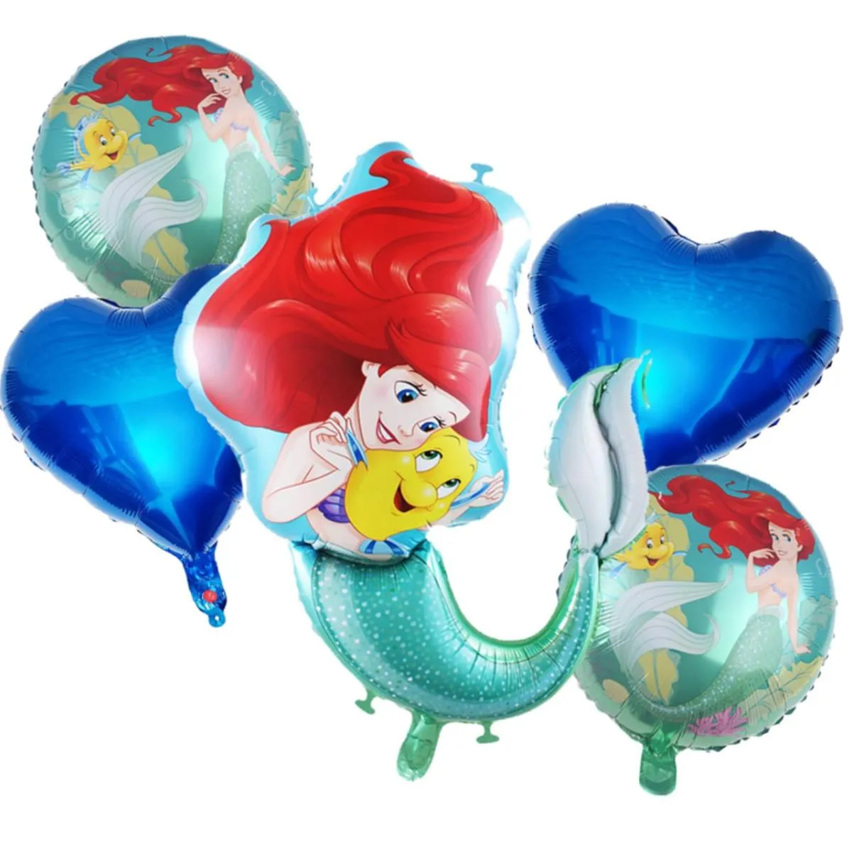 بالونات عروسة البحر من ديزني احمر وازرق Disney Mermaid balloon set
