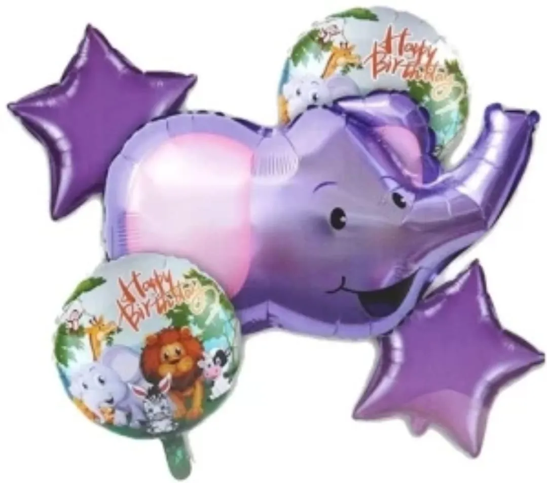 5 بالونات فيل لون موف Elephant animals balloon set