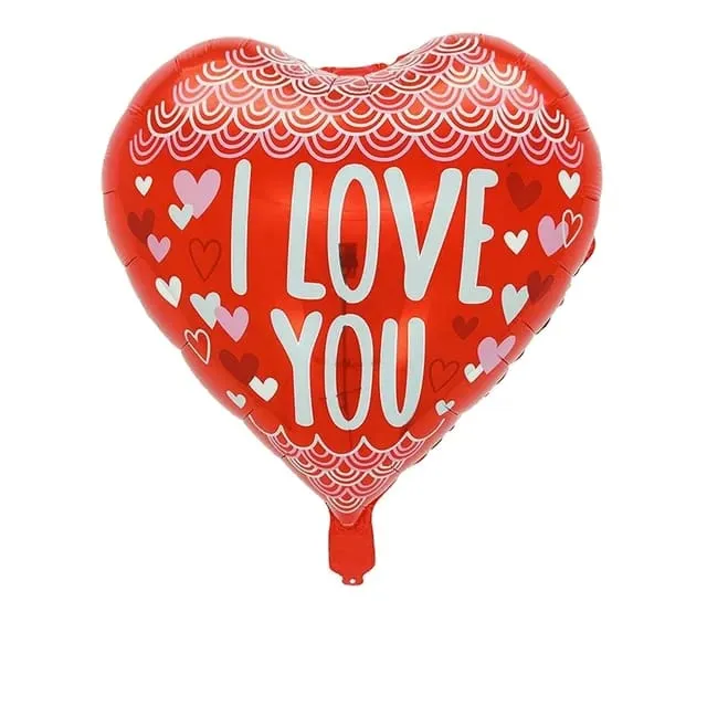 بالونة قلب احمر بعبارة I LOVE YOU red heart balloon