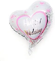 بالونة قلب فرح بعبارة زواج سعيد happy wedding pink heart balloon