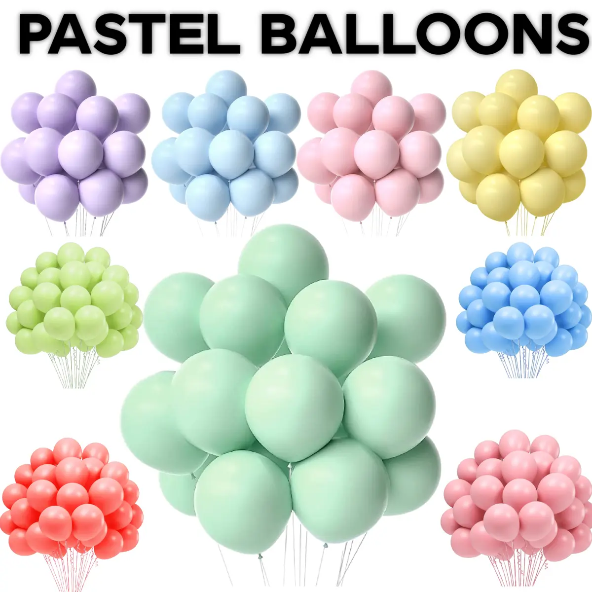 بالونات باستيل لون واحد متعددة 10 بالونات pastel latex balloons
