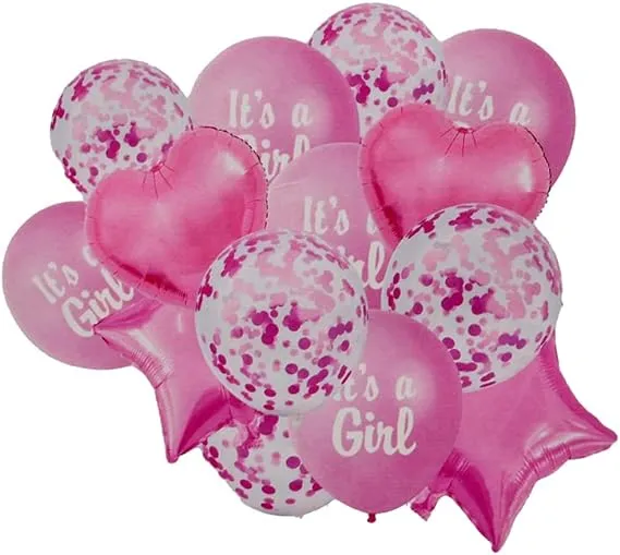 مجوعة بالونات سبوع بنت 14 بالونة its a girl balloons